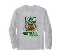 I Can't Keep Calm My Kid Plays Football Long Sleeve T-Shirt, Adult Unisex, Heather Grey, XXL