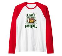 I Can't Keep Calm My Kid Plays Football Raglan Baseball Tee, Men, Red/White, M