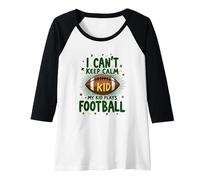 I Can't Keep Calm My Kid Plays Football Raglan Baseball Tee, Women, Black/White, M