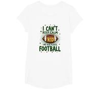 I Can't Keep Calm My Kid Plays Football T-Shirt, Girls, White, Small