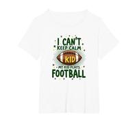 I Can't Keep Calm My Kid Plays Football T-Shirt, Women's Plus, White, 6X