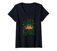 I Can't Keep Calm My Kid Plays Football V-Neck T-Shirt, Women, Black, S