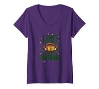 I Can't Keep Calm My Kid Plays Football V-Neck T-Shirt, Women, Purple, XXL
