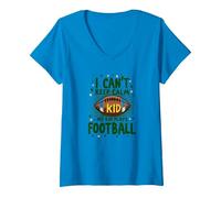 I Can't Keep Calm My Kid Plays Football V-Neck T-Shirt, Women, Sapphire, XXL