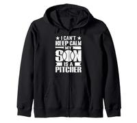 I Cant Keep Calm My Son Is A Pitcher Zip Hoodie