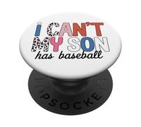 I Can't My Son Has Baseball Mom Leopard Pattern Ball Game PopSockets Adhesive PopGrip