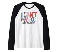 I Can't My Son Has Baseball Mom Leopard Pattern Ball Game Raglan Baseball Tee