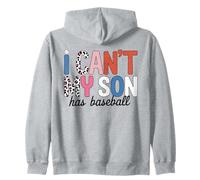 I Can't My Son Has Baseball Mom Leopard Pattern Ball Game Zip Hoodie