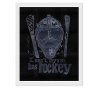 I Cant My Son Has Hockey Diamond 5D Painting Kits for Adult Beginners Round Full Drill DIY Wall Art Craft Decor Gift 16"x20"