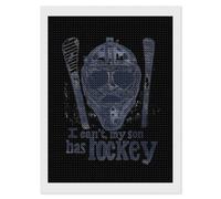 I Cant My Son Has Hockey Diamond 5D Painting Kits for Adult Beginners Round Full Drill DIY Wall Art Craft Decor Gift 12"x16"