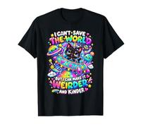 I Can't Save the World but I can Make it weirder Cat UFO Value Graphic T-Shirt