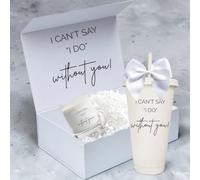 I Can't Say I Do Without You Bridesmaid Proposal Gift Box Set | Includes Cup & Candle, Compact Mirror, Champagne Flute, Filled Gift Box, Bridesmaid Proposal