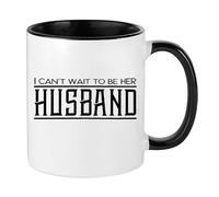 I Can't Wait to Be Her Husband, Future Husband Gift, Inside Coloured Mug, Ceramic Coffee, Tea Mug. (Black)