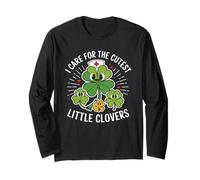 I Care for The Cutest Little Clovers St. Patrick's Day Nurse Long Sleeve T-Shirt