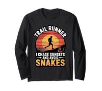 I Chase Sunsets and Avoid Snakes Trail Running Runner Long Sleeve T-Shirt