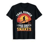I Chase Sunsets and Avoid Snakes Trail Running Runner T-Shirt