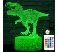 i-CHONY Dinosaur Toy T-Rex 3D Night Light for Kids - 16 Color Dimmable LED Light with Remote & Smart Touch & USB Cable - Gift for Adults, Teens, Boys, Girls Birthday