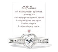 I Choose Me Layered Heart Ring, 925 Sterling Silver Stackable Self-love Inspirational Heart Ring, Self Reminder Love Me Band, Encouraged Jewelry for Women (7)