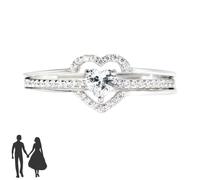 I Choose Me Layered Heart Ring, 925 Sterling Silver Stackable Self-love Inspirational Heart, Stacking Silver Pinky Ring for Women (Silver,8)