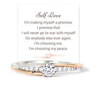 I Choose Me Round-Cut Accent Ring, 925 Sterling Silver Gold Silver Two-Color Self-love Inspirational Band, Cubic Zirconia Self Reminder Band, Self-love Ring Jewelry for Women (6)