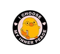 I Choose My Inner Peace Duck Meme Pin Brooch, Mindfulness Enamel Pin, Funny Gift For Humorous Friend Coworker, Rubber Duck Brooches, Internet Meme Lapel Badge, Hilarious Animal Accessories