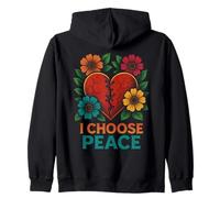 I Choose Peace Heart and Flowers Zip Hoodie