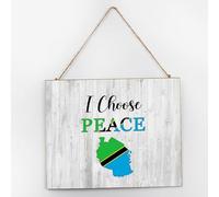 I Choose Peace Tanzania Wood Wall Sign Flag Heroes Series Wood Home Sign 10x12 Inch National Flag Nautical Gifts Home Décor Inspirational Wooden Signs for Nursery Outdoor