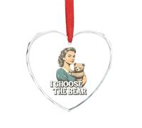 I Choose The Bear Christmas Pendants Xmas Tree Heart Glass Decorative Hanging Ornaments for Holiday Home Party