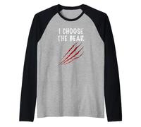 I Choose The Bear Scratch Marks Funny Womens Feminist Raglan Baseball Tee