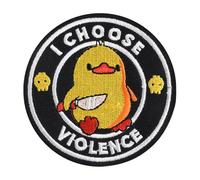 I Choose Violence Morale Patch, Cute Yellow Duck Tactical Meme Hook and Loop Embroidery Patch for Backpack, Jacket, Hat, Laptop, Military Uniform, Dog Vest, Helmet, Funny Emblem for Gamers, Gifts