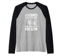 I Cleaned The Litter Box Can I Go Back to Bed Now Cat Raglan Baseball Tee