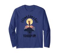 I Climb Like A Girl Try To Keep Up Funny Women Rock Climbing Long Sleeve T-Shirt