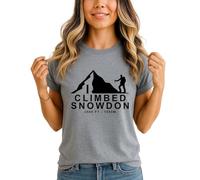 I Climbed Snowdon 3560 Ft - 1085 M Womens Graphic T-Shirt Mountain Climbing Travel Tee S (8-10) Heather Grey