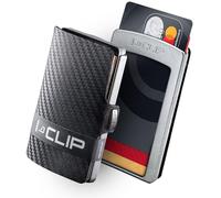 I-CLIP Original Mini Wallet with Moneyclip - Slim Wallet - Leather Wallet - Cardholder - Silver Carbon