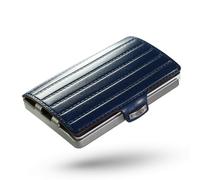 I-CLIP Original Slim Wallet - Leather Wallet with Money Clip - Mini Wallet for Cards and Notes - Blue Saddle Leather with Silver Frame