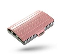 I-CLIP Original Slim Wallet - Leather Wallet with Money Clip - Mini Wallet for Cards and Notes - Pink Saddle Leather with Silver Frame