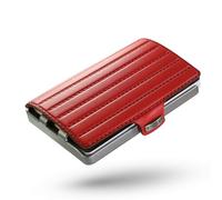 I-CLIP Original Slim Wallet - Leather Wallet with Money Clip - Mini Wallet for Cards and Notes - Red Saddle Leather with Silver Frame
