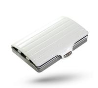 I-CLIP Original Slim Wallet - Leather Wallet with Money Clip - Mini Wallet for Cards and Notes - White Saddle Leather with Silver Frame