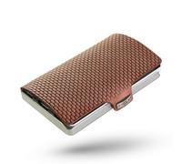 I-CLIP Stainless Steel with Interchangeable Moneyclip- Slim Wallet - Leather Wallet - Premium Wallet - Stainless Steel Cardholder - Blasted Milanaise Oak