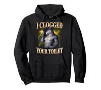 I Clogged Your Toilet Funny Alpha Wolf Meme Stupid Brainrot Pullover Hoodie