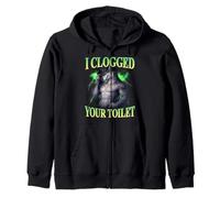I Clogged Your Toilet Funny Alpha Wolf Meme Stupid Brainrot Zip Hoodie
