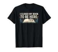 I Closed My Book to Be Here Bookish Reading Glasses Leaves Value Graphic T-Shirt, Men, Black, L