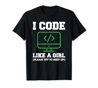 I Code Like A Girl Computer Programming Cute Science T-Shirt