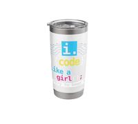 I Code Like A Girl Try to Keep Up, Funny Coding Costume Stainless Steel Insulated Tumbler