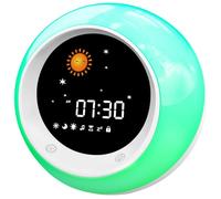 I·CODE Sun & Moon Rise Kids Alarm Clock, Children's Sleep Trainer, Sleep Sound Machine, Wake Up Light & Night Light, Teach Kids Day & Night