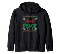 I Come In Peace I'm Peace Matching Ugly Christmas Sweater Zip Hoodie