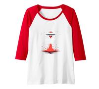 I Come in Peace & Leave in Pieces: UFO Humor for Space Fans Raglan Baseball Tee, Women, Red/White, XXL
