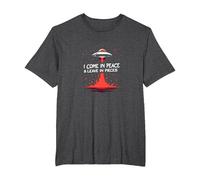 I Come in Peace & Leave in Pieces: UFO Humor for Space Fans T-Shirt, Men's Big and Tall, Dark Heather Grey, 6X Tall