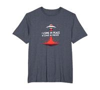 I Come in Peace & Leave in Pieces: UFO Humor for Space Fans T-Shirt, Men's Big and Tall, Heather Blue, 6X Tall