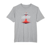 I Come in Peace & Leave in Pieces: UFO Humor for Space Fans T-Shirt, Men's Big and Tall, Heather Grey, 6X Tall